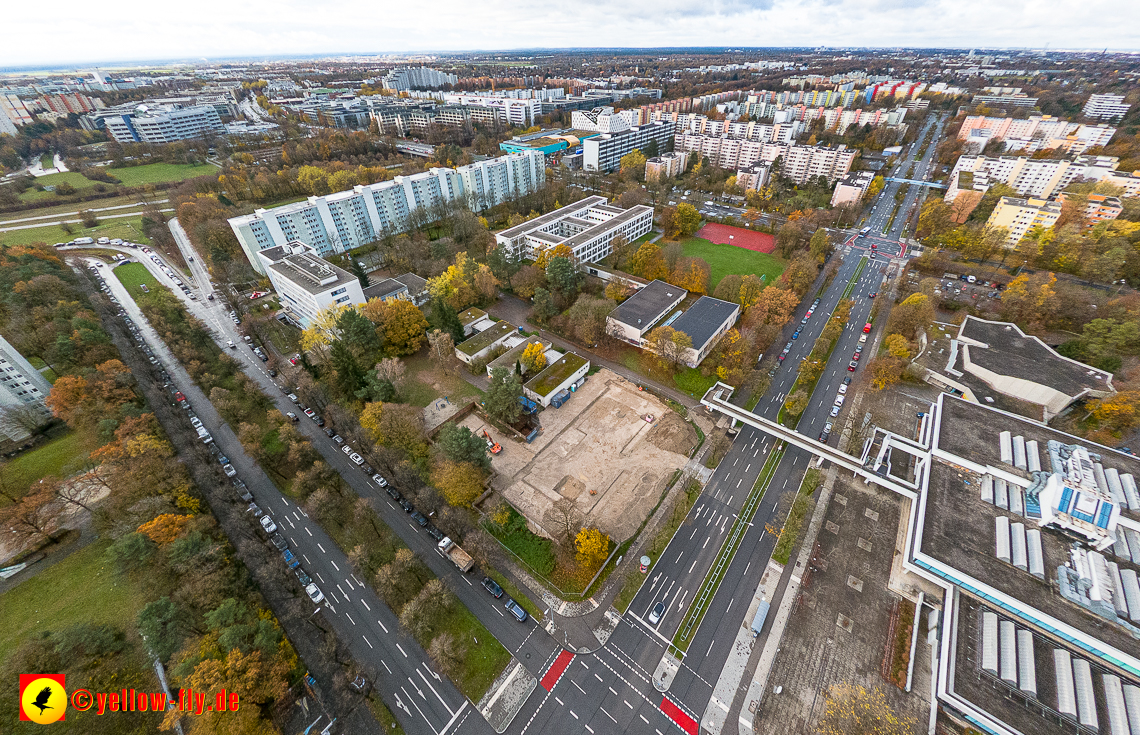 19.11.2022 - Luftbilder von der Baustelle an der Quiddestraße 'Haus für Kinder' in Neuperlach